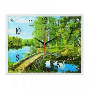 Часы настенные, серия: Природа, "Мост через реку", 35х45 см, микс