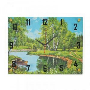 Часы настенные, серия: Природа, "Лодка на реке", 35х45 см, микс