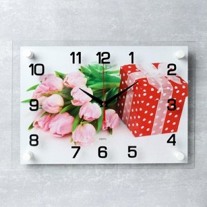 Часы настенные, серия: Цветы, "Подарок" 25х35 см, микс