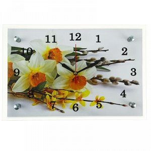 Часы настенные, серия: Цветы, "Первые цветы", 20х30 см, микс