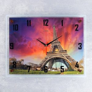 Часы настенные, серия: Город, "Эйфелева башня на закате", 35х45 см