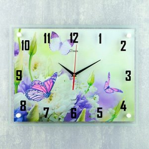 Часы настенные, серия: Цветы, "Бабочка", 35х45 см микс