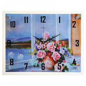 Часы настенные, серия: Цветы, "Розовые розы", 35х45 см