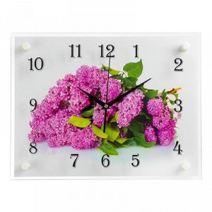 Часы настенные, серия: Цветы, "Сирень", 30х40 см