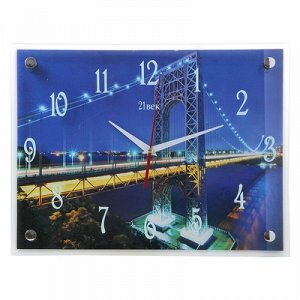 Часы настенные, серия: Город, "Мост Джорджа Вашингтона", 30х40 см, микс
