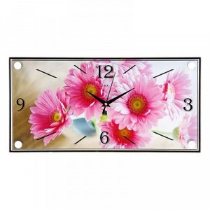 Часы настенные, серия: Цветы, "Розовые цветы", 19х39 см, микс