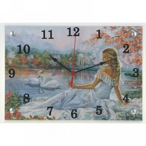 Часы настенные, серия: Люди, "Девушка и лебеди", 25х35 см, микс