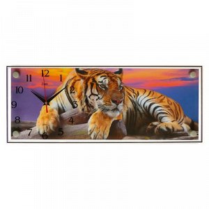 Часы-картина настенные, серия: Животный мир, "Тигр", 50х20 см микс