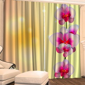 Фотошторы "Блеск орхидеи 02" 145х260 см 2шт, габардин 160гр/м2, пэ100%