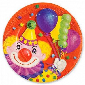 Тарелка бумага Клоун с шарами набор 6 шт 17 см