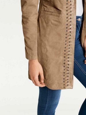 Кожаное пальто, коньячное