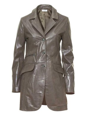 Кожаное пальто, серое