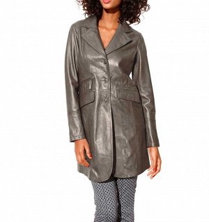 Кожаное пальто, серое