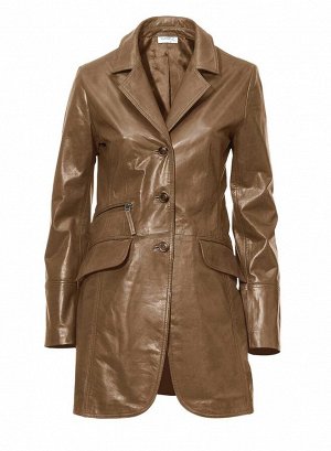 Кожаное пальто, коньячное