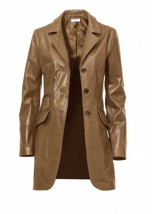 Кожаное пальто, коньячное