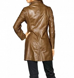 Кожаное пальто, коньячное