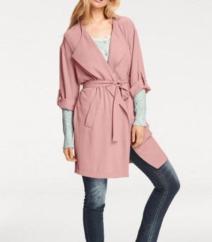 1r Пальто, розовое Heine - Best Connections Свежая модная идея. Летнее пальто с эффектным воротником. Актуальная удлиненная форма. Обрамляющий фигуру силуэт с поясом на завязках и 2 окантованных вшиты