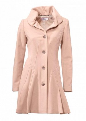 1r Пальто, розовое Linea Tesini Теплый материал с шерстью. Элегантно драпированное пальто с декоративным драпированным высоким воротником и подчеркивающими фигуру строчками. На 4 пуговицах, складки сн