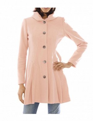 1r Пальто, розовое Linea Tesini Теплый материал с шерстью. Элегантно драпированное пальто с декоративным драпированным высоким воротником и подчеркивающими фигуру строчками. На 4 пуговицах, складки сн