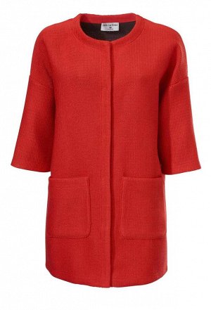 1r Пальто, красное Rick Cardona Потрясающее пальто в стиле 60-ых. Укороченная форма под трикотаж. Накладные карманы и модная контрастная подкладка. Обрамляющий фигуру силуэт с круглым вырезом горловин