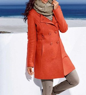 1r Пальто, оранжевое Heine - Best Connections Настоящая красота стильного шерстяного пальто. Двубортная форма с погонами и хлястиками на талии. Маленькие подплечики. 2 боковых вшитых кармана. Подчерки
