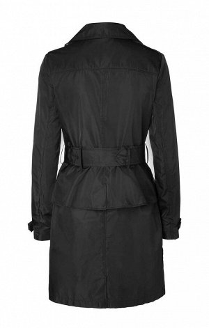 1r Плащ, черный APART Первоклассная мода - женственное приталенное пальто! Возможность превратить плащ в жакет просто уникальна! Стильный плащ из водонепроницаемого материала. Двубортная форма на пуго