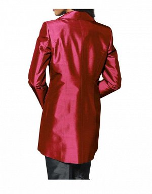 1r Блейзер, красный S. Madan Шелковое поколение. Волшебный материал и яркий цвет. Элегантный классический силуэт удлиненной формы с лацканами. Застежка на пуговицах. Клапаны. Длина ок. 82 см. Благород