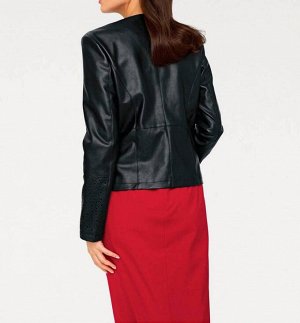 1r Куртка, черная PATRIZIA DINI Модный байкерский стиль с вырезами спереди и на рукавах (на подкладке). Стильная типичная боковая молния. Подчеркивающий фигуру женственный силуэт укороченной формы с 2