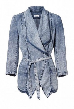 1r Жакет, синий Linea Tesini Непринужденный и современный образ. Женственный стиль под джинсу с эффектом состаривания и потертостями. Удобный материал из 100% вискозы. Подчеркивающая фигуру форма. Поя