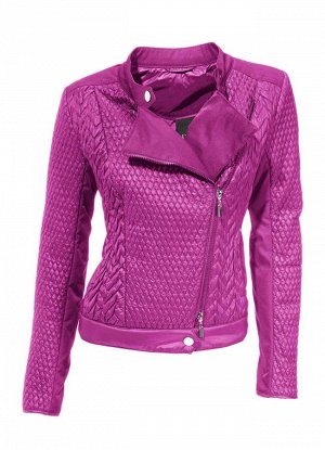 1r Куртка, ярко-розовая Heine - Best Connections Рокерская модель для модного образа. Экстравагантный байкерский стиль с модной простежкой спереди и спереди на рукавах. Воротник-стойка. Асимметричная 