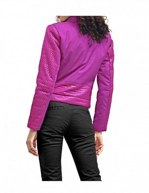 1r Куртка, ярко-розовая Heine - Best Connections Рокерская модель для модного образа. Экстравагантный байкерский стиль с модной простежкой спереди и спереди на рукавах. Воротник-стойка. Асимметричная 