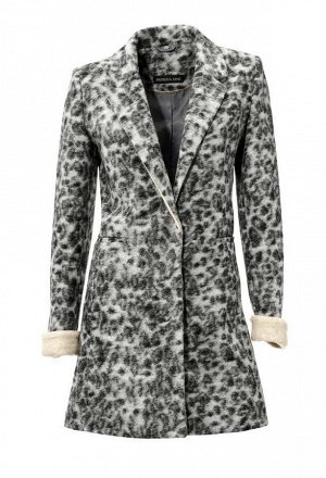 1r Пальто, серо-черное PATRIZIA DINI Be smart and sophisticated. Красивое шерстяное пальто в деловом стиле с модным леопардовым рисунком. Приталенный силуэт с контрастной подкладкой под лацканами и от
