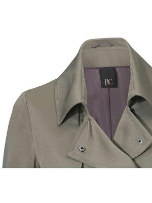 1r Плащ, зеленый Heine - Best Connections Просто и благородно! Непринужденное пальто для любого повода. Однобортная форма с лацканами и нахлестом. Застежка на кнопках, пояс и шлевки. 2 боковых вшитых 