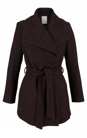 1r Пальто, бордово-черное BOYSENS Элегантно и экстравагантно - теплое пальто классической формы. Эффектная ткань букле под запах с большим воротником-шалькой, который можно застегнуть наглухо. На кноп