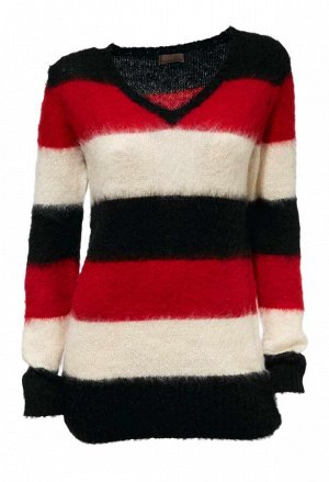 Пуловер, черно-красно-белый