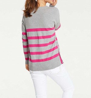 Пуловер, серо-розовый