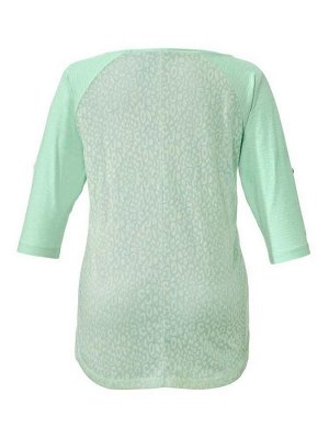 1r Блузка, мятная Linea Tesini Модная широкая блузка из мягкого материала. Гламурные эффекты. Декоративный элемент с блестками и кружевом. Свободный крой. Длина ок. 60 см. Рукава для отворотов 3/4 на 
