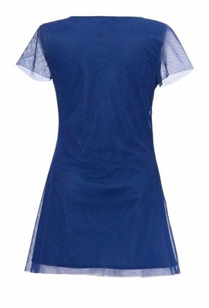 1r Блузка, синяя Guido Maria Kretschmer Современная блузка с максимальным гламуром! Волшебная приталенная блузка удлиненной формы с двойной обработкой. Верхний слой из прозрачного меша, нижний слой из
