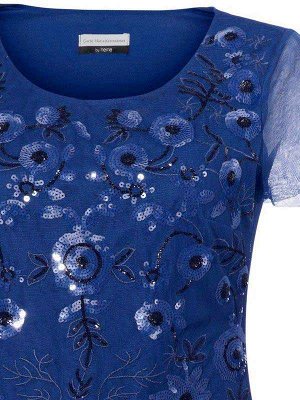 1r Блузка, синяя Guido Maria Kretschmer Современная блузка с максимальным гламуром! Волшебная приталенная блузка удлиненной формы с двойной обработкой. Верхний слой из прозрачного меша, нижний слой из