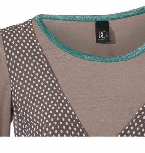 1r Блузка, серая Heine - Best Connections Модная блузка со стильной отделкой под запах в горошек. Женственный круглый вырез горловины и эффектная контрастная окантовка. Подчеркивающий фигуру силуэт с 