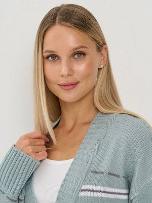 Кардиган женский 9242-91045   4301005/501/6400173 тополь серебристый/белый/титаниум