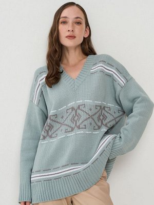 Джемпер женский 9242-94178   4301005/6400173/501 тополь серебристый/титаниум/белый