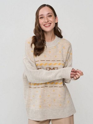 Джемпер женский 9242-94179   60010/5300616/1600345 св.бежевый/карамельный кофе/форзиция