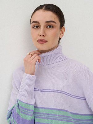 Свитер женский 9242-94131   7100102/3585/494 пыльная лаванда/гортензия/бирюзовая пастель