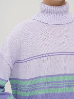 Свитер женский 9242-94131   7100102/3585/494 пыльная лаванда/гортензия/бирюзовая пастель
