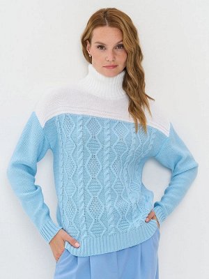 Свитер женский 9242-94147   3200331/501 холодный голубой/белый