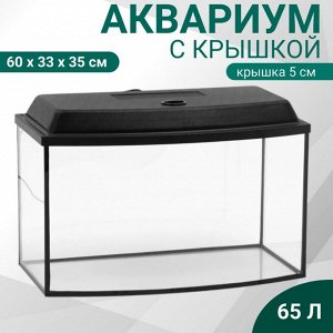 Пижон Аква Аквариум &quot;Телевизор&quot; с крышкой, 65 литров, 60 х 33 х 35/40 см, чёрный