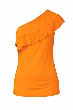 1r Блузка, оранжевая BUFFALO Молодежно, дерзко и соблазнительно. Привлекательная блузка с одним плечом с большим воланом и асимметричным декольте. Подчеркивающий фигуру крой. Длина ок. 68 см. Мягкий м