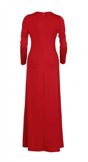 1r Платье, красное APART Неотразимая сексуальность. Элегантное длинное трикотажное платье с драппировками спереди, подчеркивающими женственный силуэт. Молния сзади посередине. Вырез с узкой окантовкой