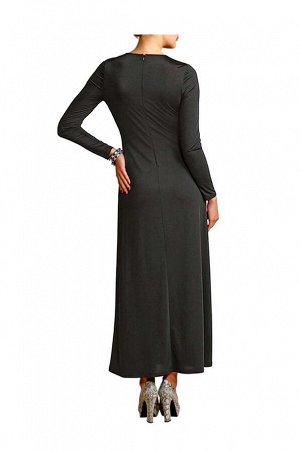 1r Платье, черное APART Невероятная сексуальность. Элегантное длинное трикотажное платье с драппировками спереди, которые подчеркивают женственный силуэт. Молния сзади посередине. Вырез с узкой оканто